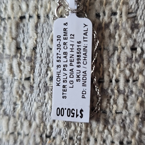 MADE FOR YOU FINE JEWELRY EMERALD STERLING SILVER NECKLACE PENDANT - Picture 7 of 9